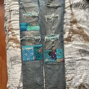 Amiri Quilted Art Patch Denim Jeans sz 36